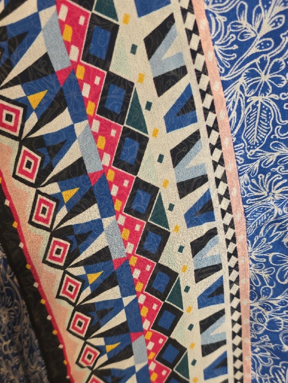 French Connection Blue Printed Spaghetti Strap Mini Dress with Border Trim - Picture 4 of 6